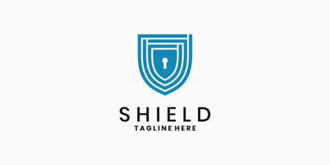 Security shield logo with keyhole symbol