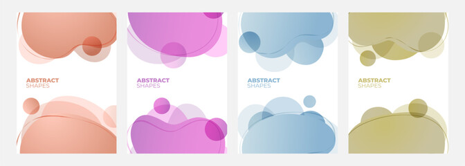 Set of abstract backgrounds with liquid shapes. Color splashes for creative graphic design. Vector illustration.