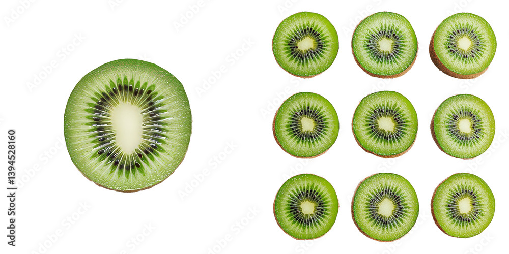 Aufkleber unique minimalist mockups featuring sliced kiwi arranged in creative presentation styles for modern 