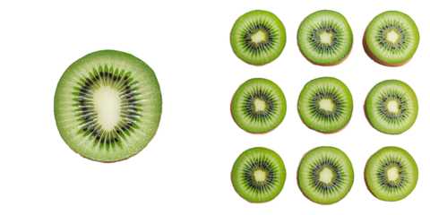 Unique minimalist mockups featuring sliced kiwi arranged in creative presentation styles for modern design projects