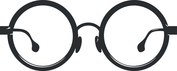 Illustration of black round glasses with a minimalist and classic design.