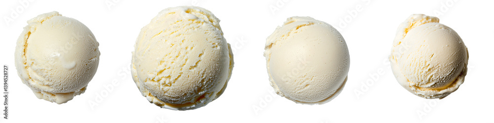 Poster Minimalist mockups of ice cream scoops showcasing various sizes and textures in a clean, isolated setting