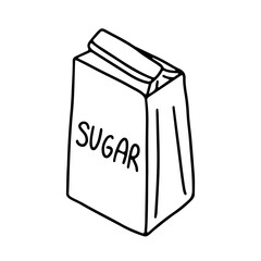 Sugar in paper package doodle vector illustration