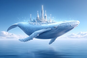 A fantasy animation style world where clouds are flying whales and trees hum music