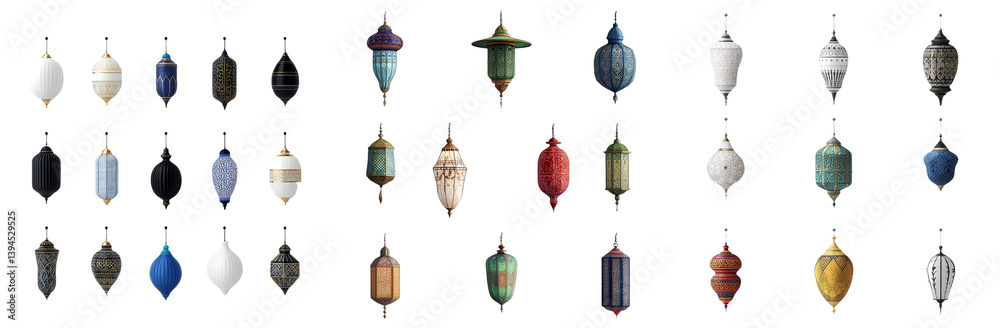 Poster Minimalist mockups of various intricately designed lanterns showcasing unique styles and colors