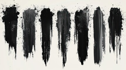 Abstract black paint strokes on white background. (3)