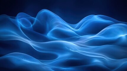 Obraz premium Abstract blue wavy lines on dark background.