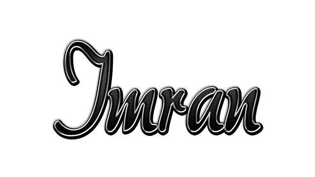 black metal 3d design of name Imran on white background.
