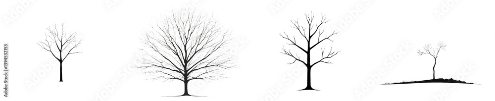 Poster minimalist isolated tree mockups featuring various bare tree designs for creative projects