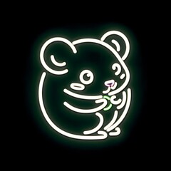 Obraz premium 햄스터, 네온사인 아트, jpeg (Hamster, neon sign art, jpeg)