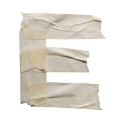 Letter E made of off-white color masking tape