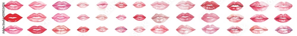 Aufkleber exploring isolated minimalist mockups showcasing a variety of lip prints in different shades and sty