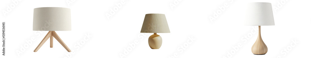 Poster Minimalist mockups of unique lamps highlighting modern design and functionality in a clean, isolated environment