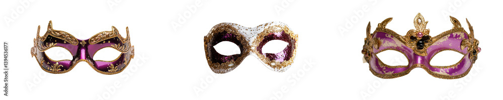 Aufkleber unique collection of isolated minimalist mockups featuring decorative masquerade masks in various st