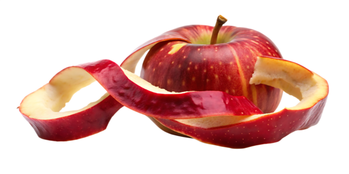 red apple peel isolated on white background PNG. GENERATIVE AI