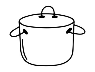 Hand drawn saucepan with lid doodle vector sketch