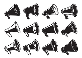 Megaphone silhouette vector Set