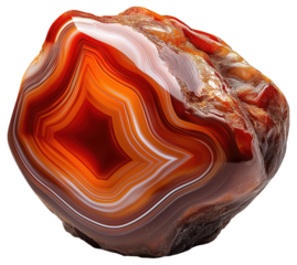 Polished brown and orange banded agate stone