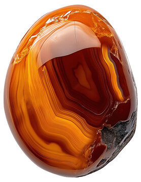 Polished red agate stone with brown and orange bands