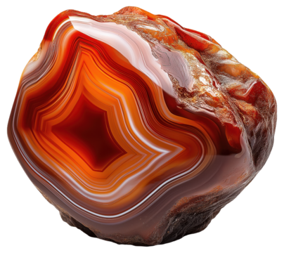 Polished brown and orange banded agate stone