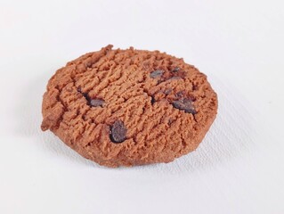 chocolate chip cookies on white background