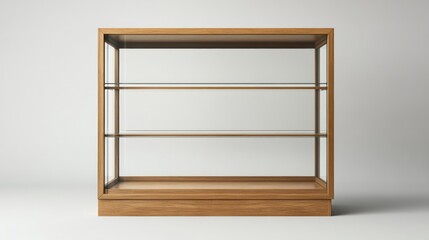 Empty display cabinet with glass shelves