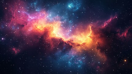 Fototapeta premium A stunning cosmic scene featuring vibrant nebulae in shades of pink and blue, set against a backdrop of twinkling stars.