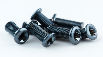 Black metal construction drywall screws, presented against a white backdrop