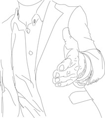 Pencil Doodle Vector Businessman's Hand Reaching Out to Shake Hands
