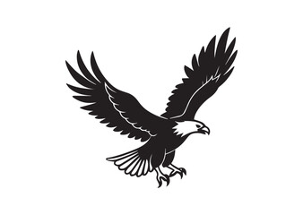 Flying Bald Eagle silhouette vector