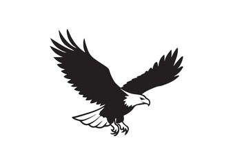 Flying Bald Eagle silhouette vector