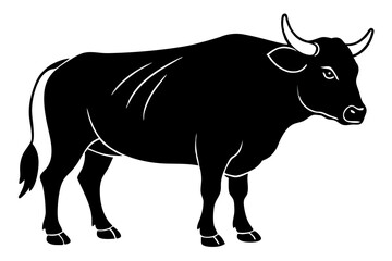 Elegant Addax antelope silhouette in minimalist line art vector style. This clean and modern wildlife design features the distinctive curved horns and sleek profile of the desert-dwelling Addax, 