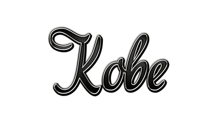 black metal 3d design of name Kobe on white background.