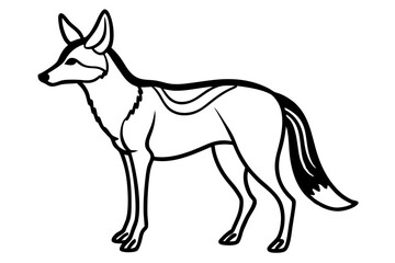 Elegant Addax antelope silhouette in minimalist line art vector style. This clean and modern wildlife design features the distinctive curved horns and sleek profile of the desert-dwelling Addax, 