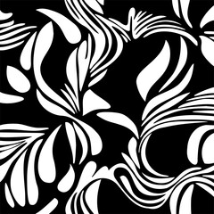 Seamless abstract hand drawn leaves pattern.