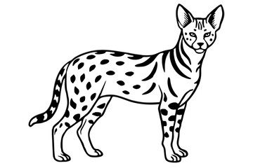 Elegant Addax antelope silhouette in minimalist line art vector style. This clean and modern wildlife design features the distinctive curved horns and sleek profile of the desert-dwelling Addax, ideal