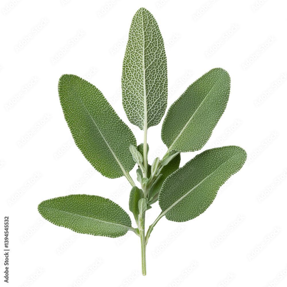 Poster fresh sage leaves arrangement showcasing natural texture and vibrant green color in isolated minimal
