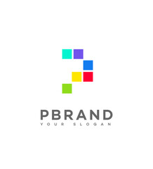 Obraz premium Colorful Square Pixel Brand Logo Design Template Abstract