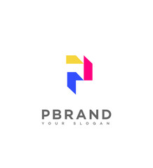 Modern Colorful Abstract P Letter Logo Brand Identity Design