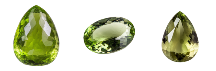 Beautiful collection of isolated minimalist mockups featuring various green gemstones on a clean background