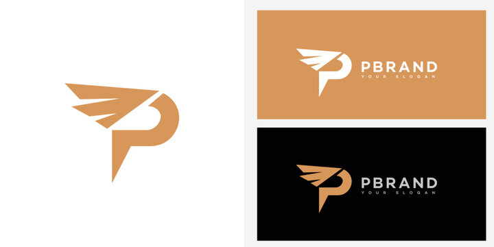 Modern Abstract P Letter Logo Design with Wings