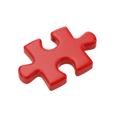 3D Red Jigsaw Puzzle Piece &ndash; Bold and Minimalist Icon Art