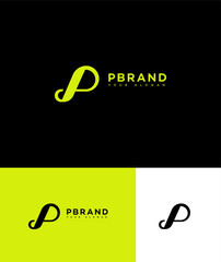 Modern Minimalist P Brand Logo Design Yellow, Black, White