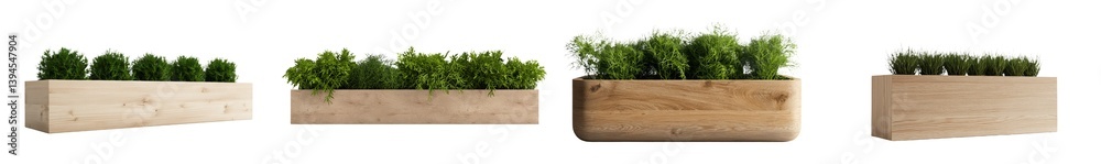 Poster Minimalist mockups featuring wooden planters with greenery displayed in a clean, isolated setting