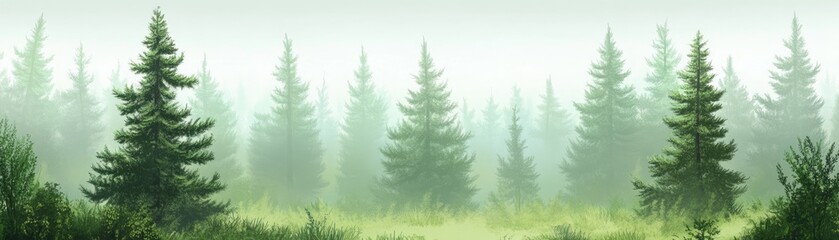 Obraz premium Misty Forest Landscape
