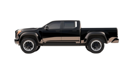 Png of Sleek black pickup truck showcasing a modern design and rugged features, perfect for adventurous drives.