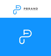 Modern Blue P Letter Logo Design, Unique Minimalist Style