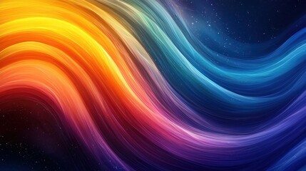 Abstract vibrant swirling colorful vibrant dynamic flowing lines design with a dark background and space-like texture.