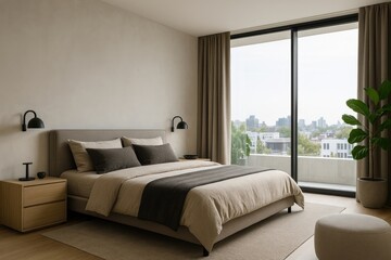 Modern serene bedroom view