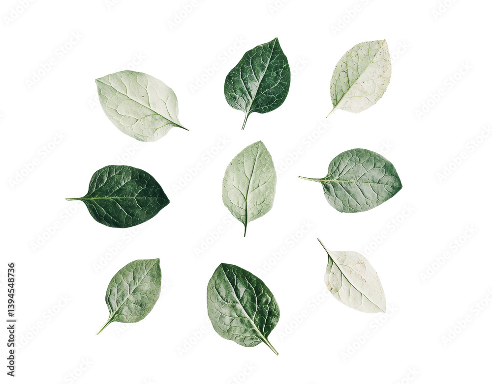 Aufkleber Minimalist mockups featuring various leaves arranged in an isolated design on a clean background